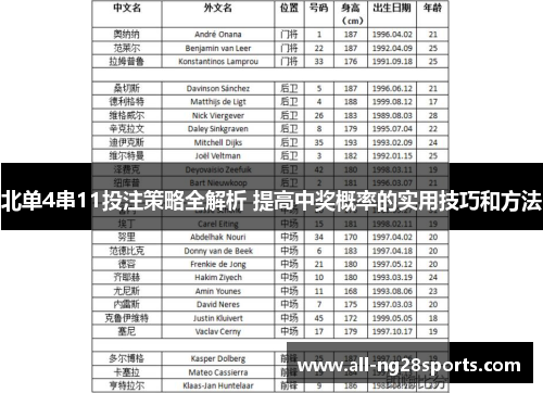 北单4串11投注策略全解析 提高中奖概率的实用技巧和方法